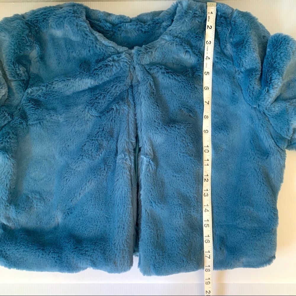 NEW Fuzzy Cropped Fleece Blazer Blue - Picture 9 of 10